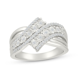 Diamond Ribbon Bypass Ring 1/4 ct tw Sterling Silver