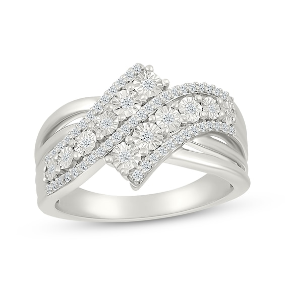 Diamond Ribbon Bypass Ring 1/4 ct tw Sterling Silver