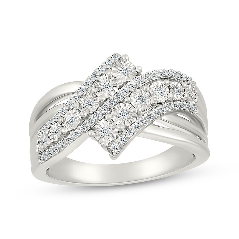 Main Image 1 of Diamond Ribbon Bypass Ring 1/4 ct tw Sterling Silver