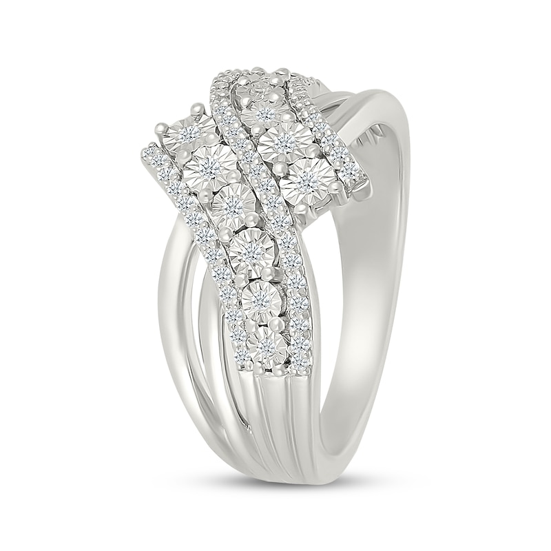 Main Image 2 of Diamond Ribbon Bypass Ring 1/4 ct tw Sterling Silver