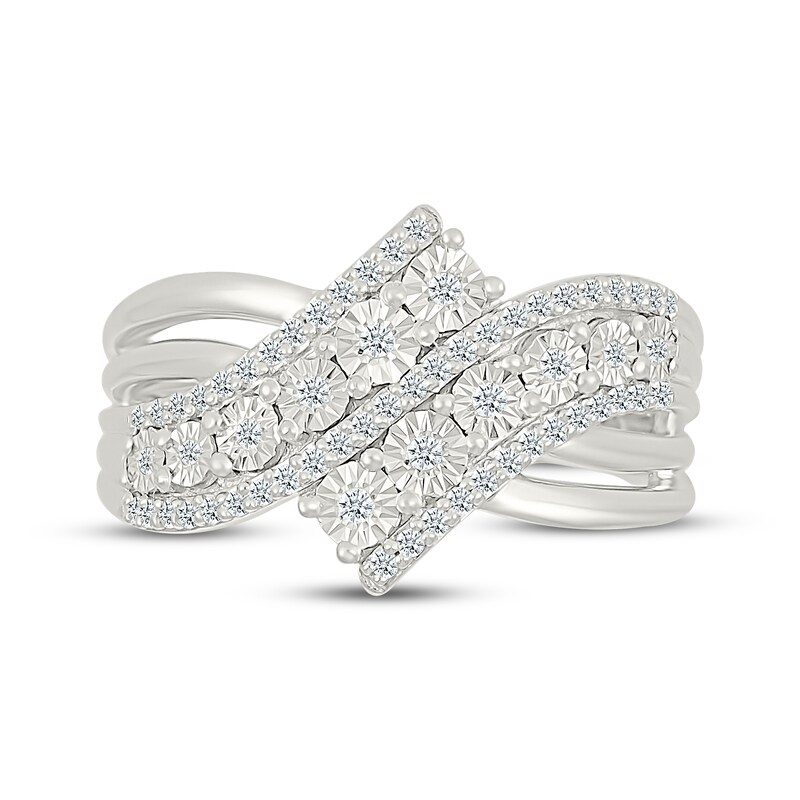 Main Image 4 of Diamond Ribbon Bypass Ring 1/4 ct tw Sterling Silver