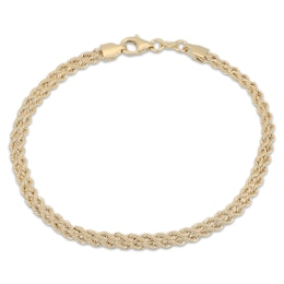 3.9mm Double Rope Chain Bracelet Hollow 10K Yellow Gold 7.5"