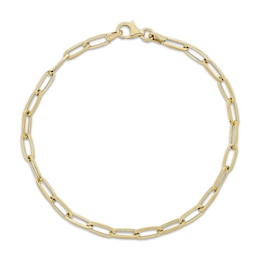 3.5mm Paperclip Chain Bracelet Hollow 10K Yellow Gold 7.5"