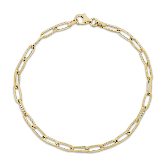 3.5mm Paperclip Chain Bracelet Hollow 10K Yellow Gold 7.5"