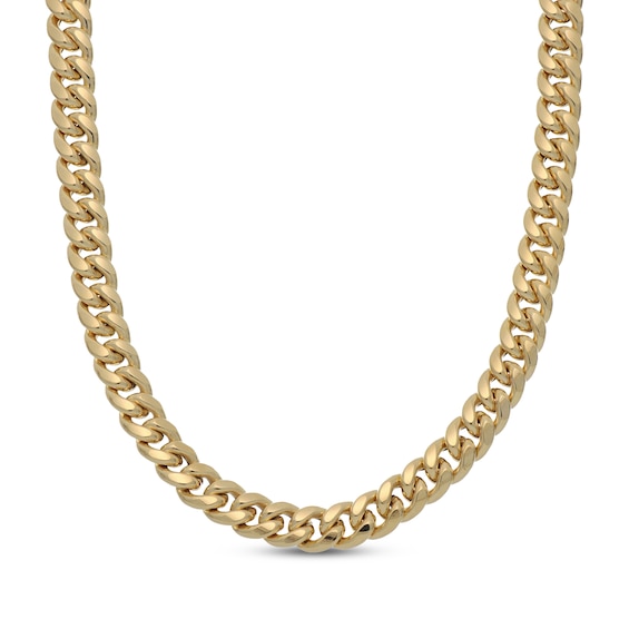 6.5mm Cuban Curb Chain Necklace 14K Yellow Gold-Plated Hollow Sterling Silver 22"