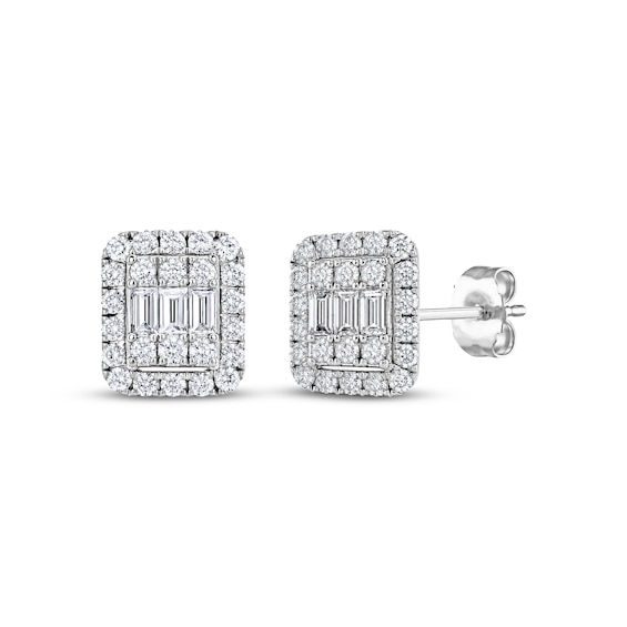 KAY Lab-Grown Diamonds Baguette & Round-Cut Stud Earrings 3/8 ct tw 10K White Gold