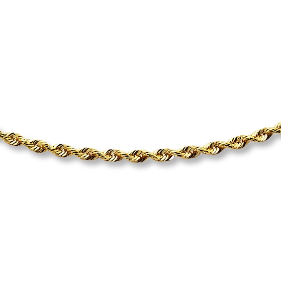 Solid Rope Chain Necklace 14K Yellow Gold 18