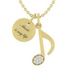 Music Note and Round Disc Charm Necklace