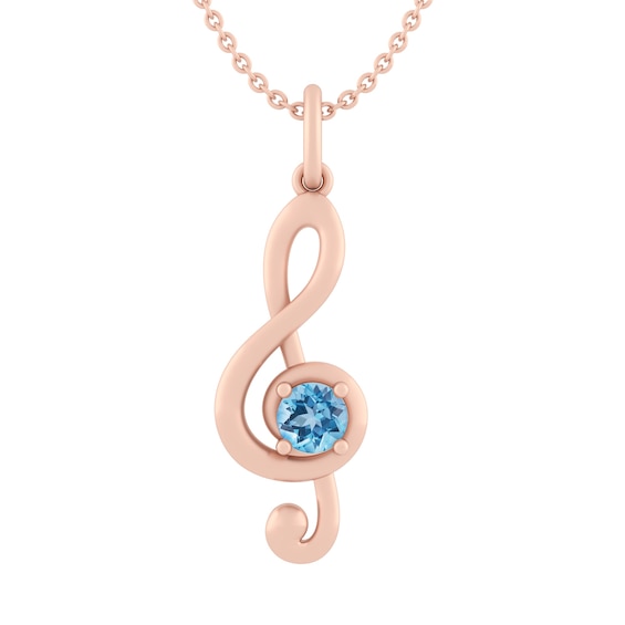 Birthstone Music Note Necklace (1 Stone)