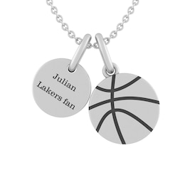 Basketball and Round Disc Necklace