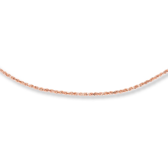 Rope Chain Necklace Semi-Solid 10K Rose Gold 24"