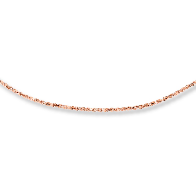 Main Image 1 of Rope Chain Necklace Semi-Solid 10K Rose Gold 24"