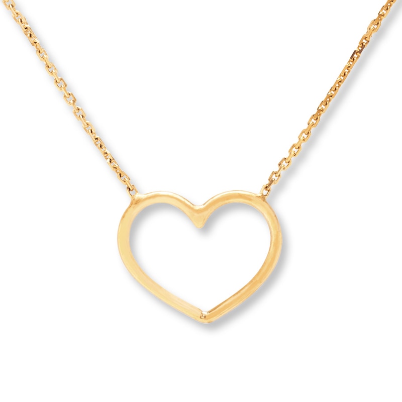 Heart Necklace 14K Yellow Gold 18"