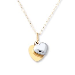 Children's Heart Necklace 14K Two-Tone Gold 13&quot;