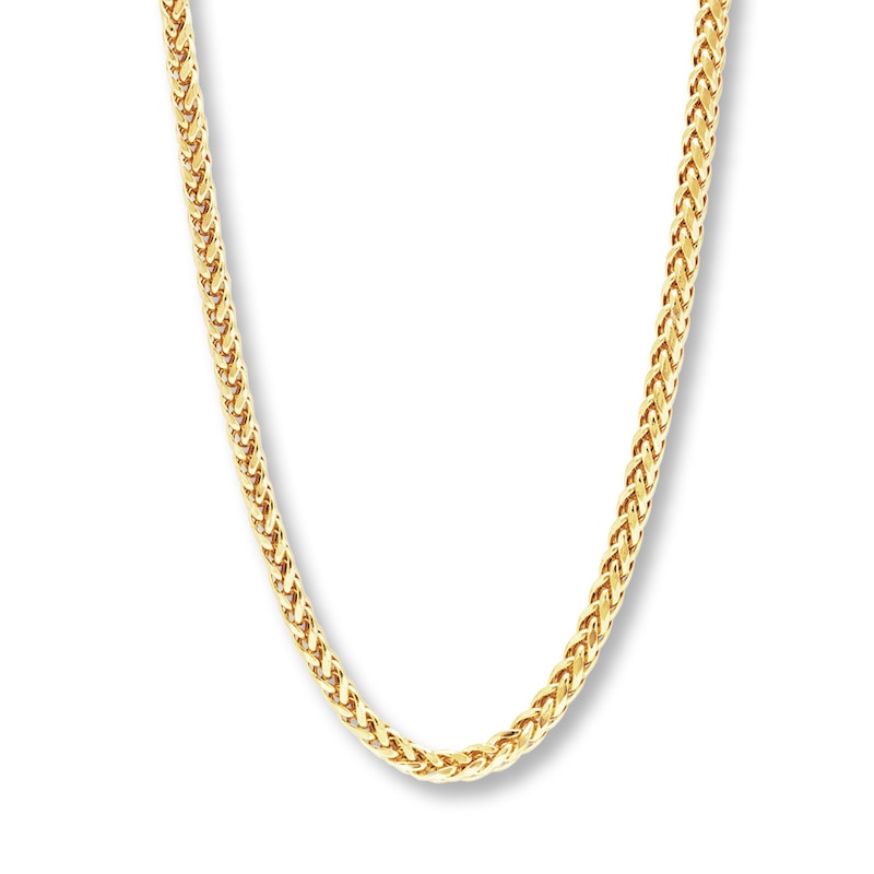 Main Image 1 of Necklace Wheat Chain Hollow 10K Yellow Gold 22"