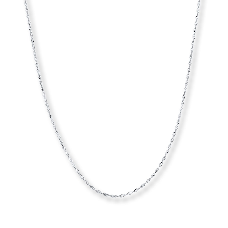 Solid Singapore Chain Necklace 14K White Gold 20"