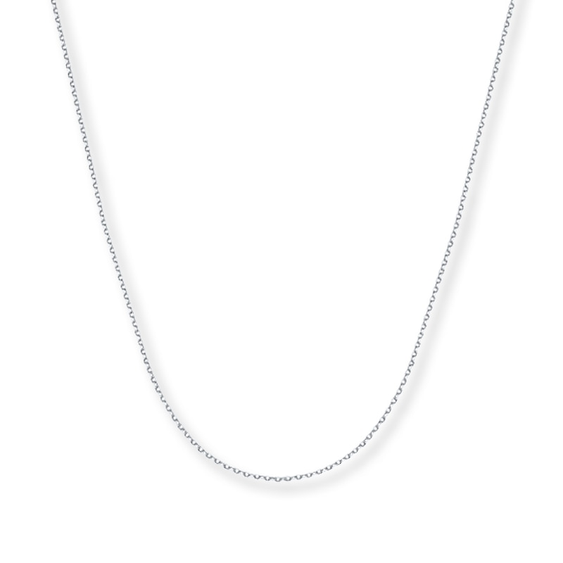 Solid Cable Chain Necklace 14K White Gold 24"