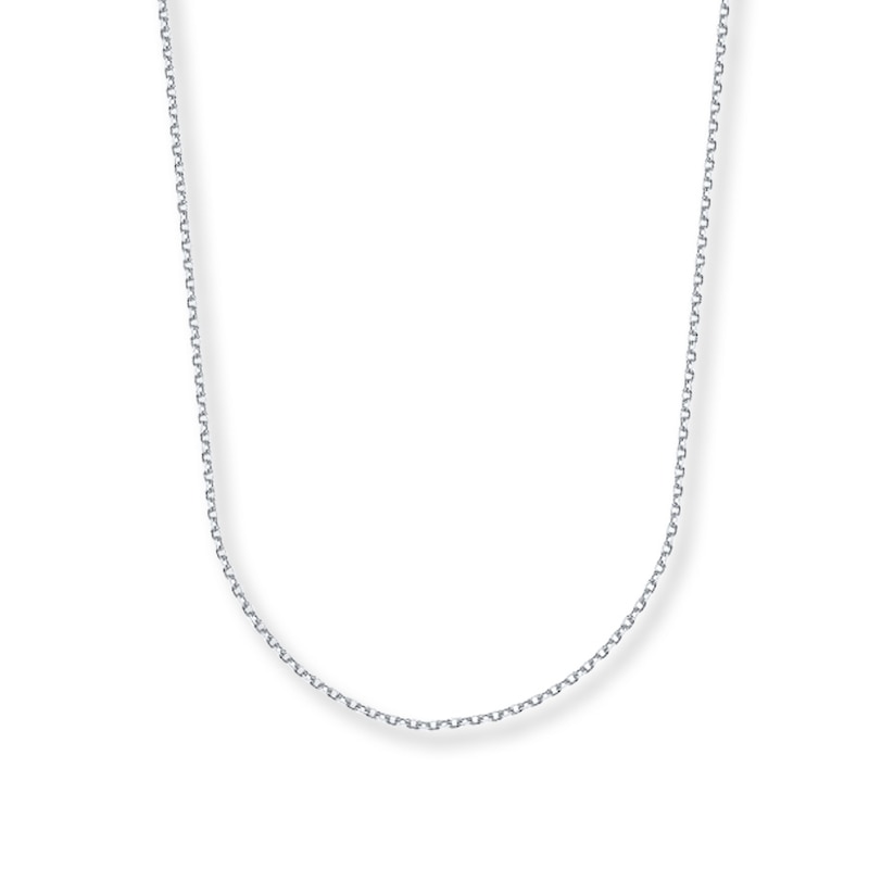 Solid Cable Chain Necklace 14K White Gold 16"