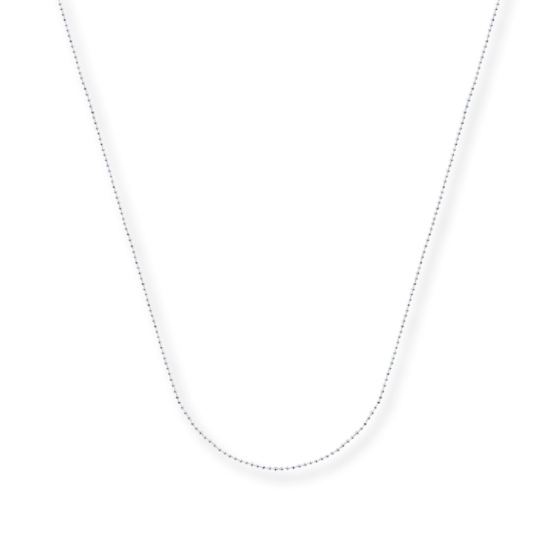 Solid Bead Chain Necklace 14K White Gold 18"