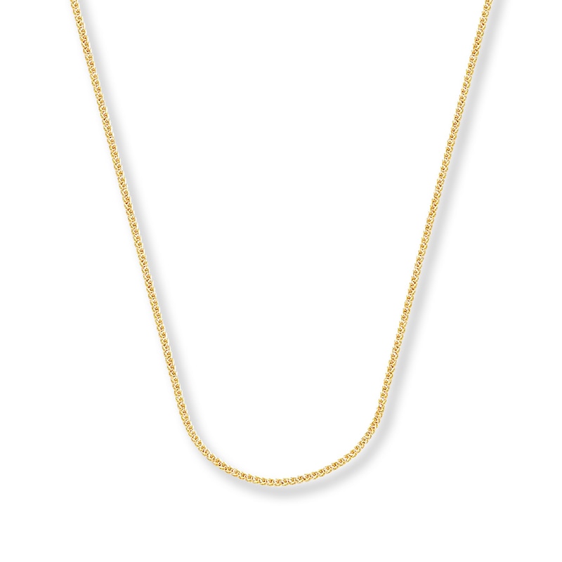 Solid Square Wheat Chain 14K Yellow Gold Necklace 20"