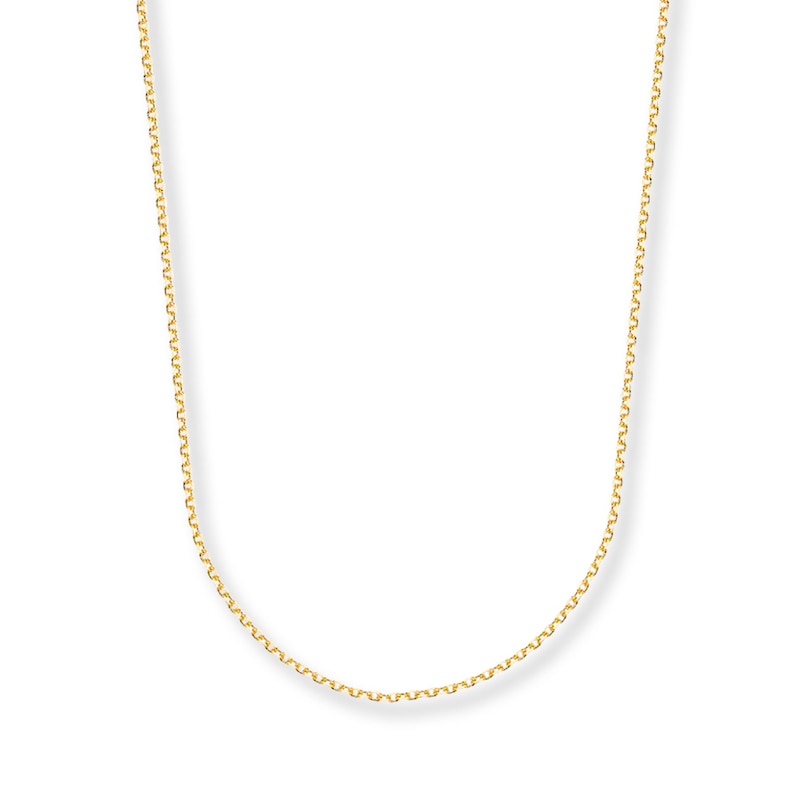 Solid Cable Chain Necklace 14K Yellow Gold 18"