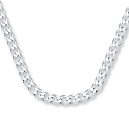 Solid Curb Chain Necklace 14K White Gold 20&quot;