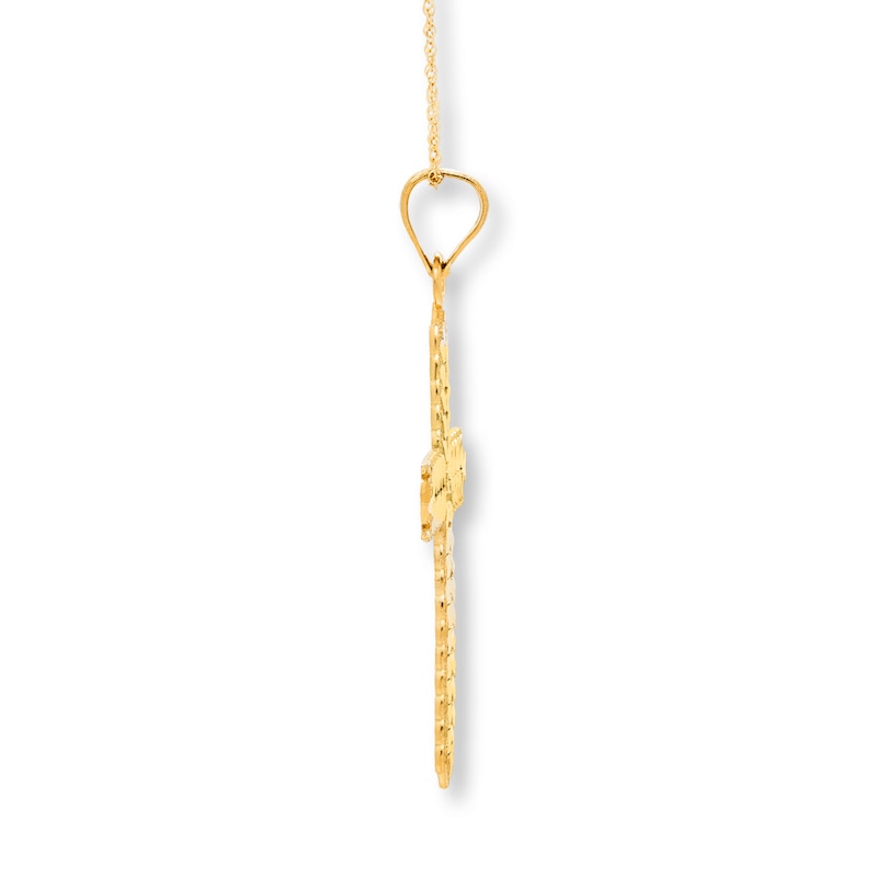 Reversible Cross Necklace 14K Yellow Gold 18"