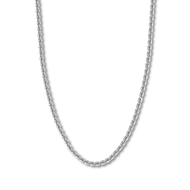 Hollow Rope Chain 14K White Gold 24"