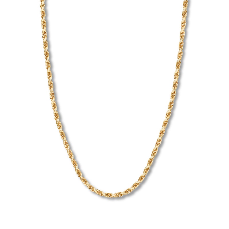 30" Textured Solid Rope Chain 14K Yellow Gold