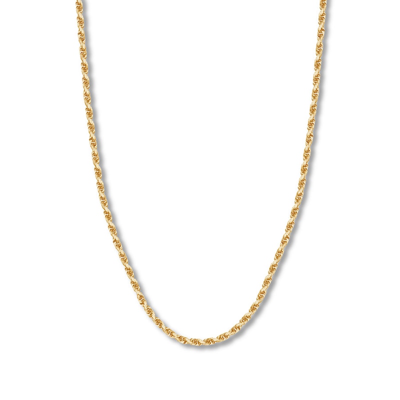 24" Textured Solid Rope Chain 14K Yellow Gold