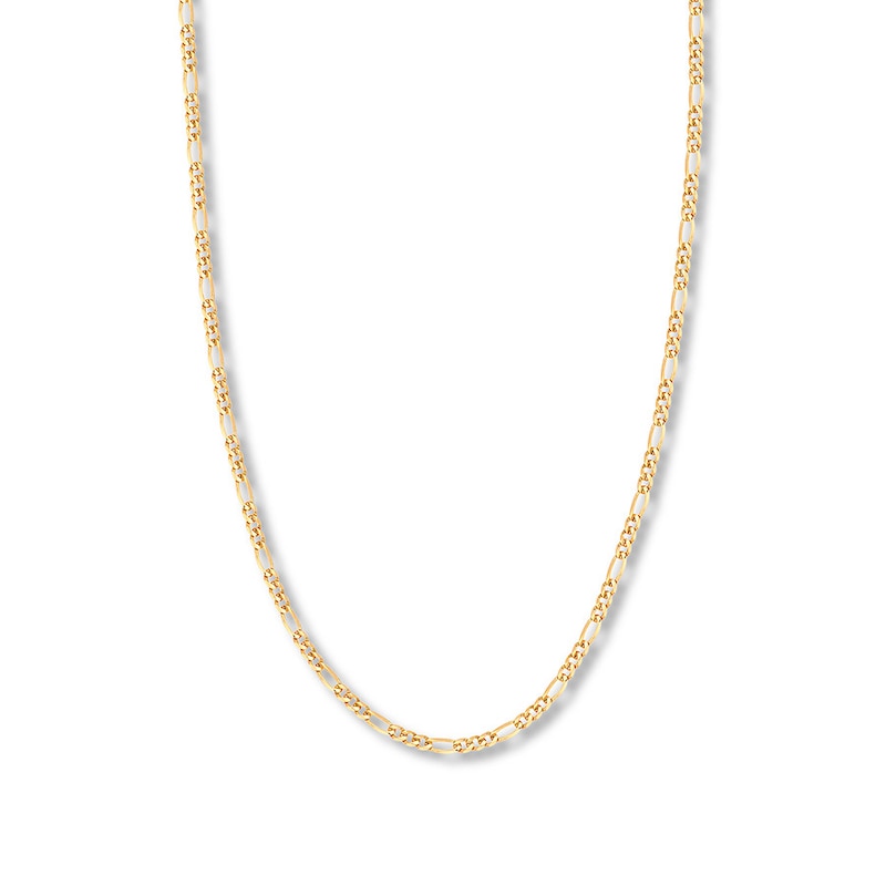 16" Solid Figaro Chain Necklace 14K Yellow Gold Appx. 3.2mm