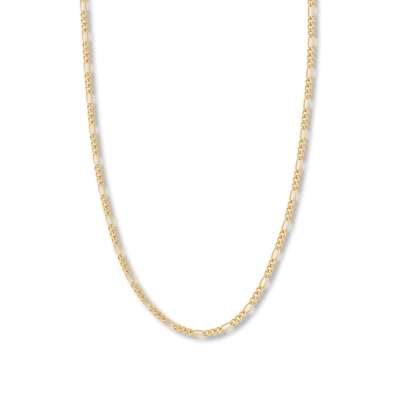 18" Solid Figaro Chain Necklace 14K Yellow Gold Appx. 3.2mm