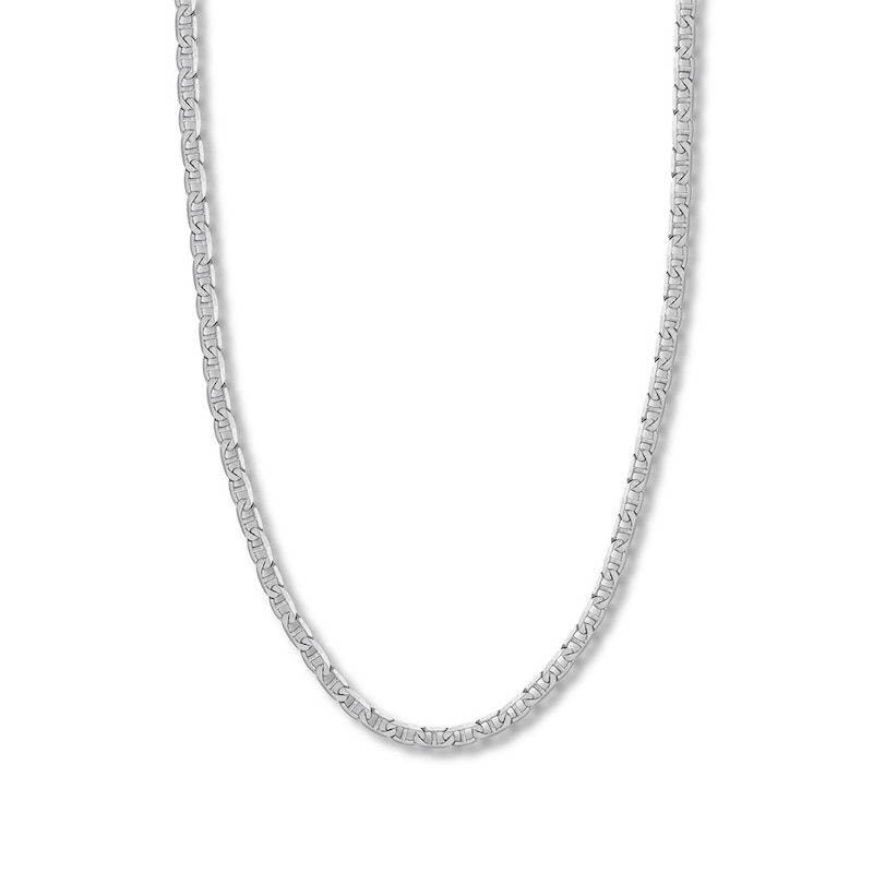 30" Solid Mariner Link Chain 14K White Gold 5.6mm
