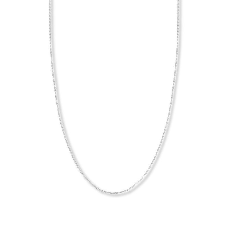 Adjustable 22" Solid Box Chain 14K White Gold Appx. .96mm
