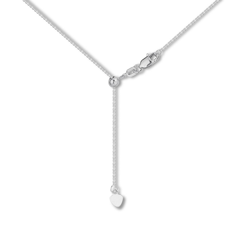 Adjustable 22" Solid Box Chain 14K White Gold Appx. .96mm