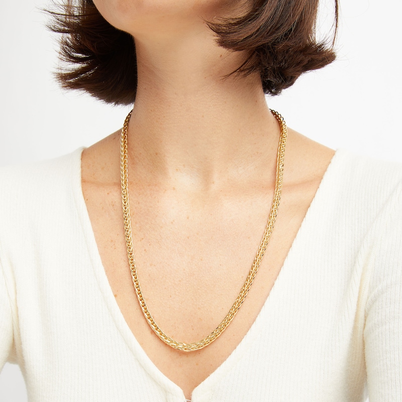 Main Image 4 of Wheat Chain Necklace Hollow 10K Yellow Gold 24"