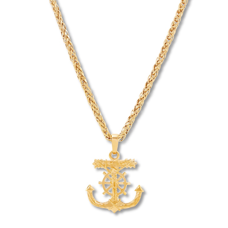 Main Image 1 of Crucifix Anchor Necklace 10K Yellow Gold 22"