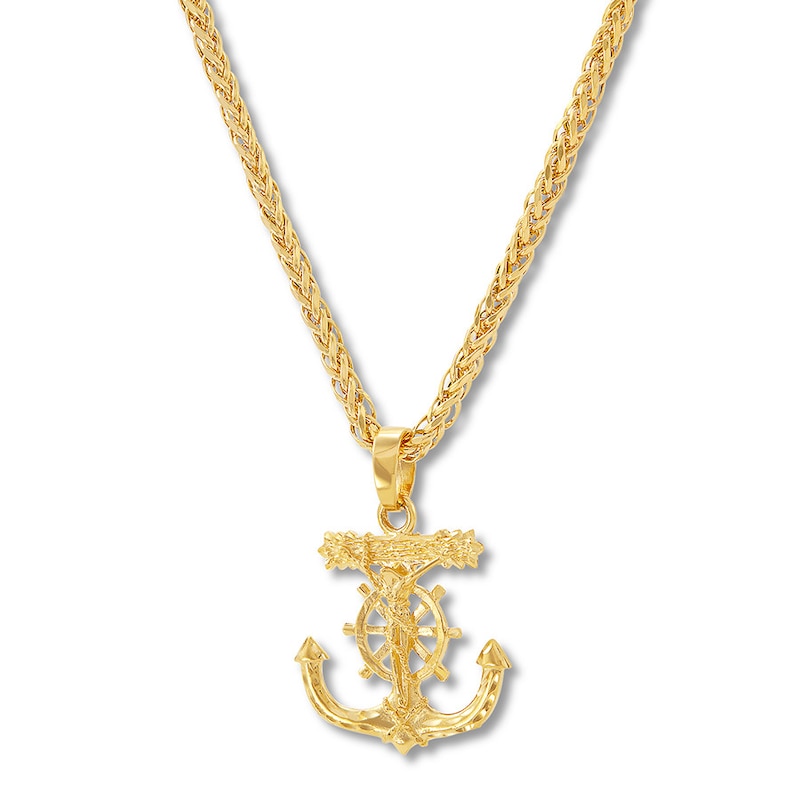 Main Image 2 of Crucifix Anchor Necklace 10K Yellow Gold 22"