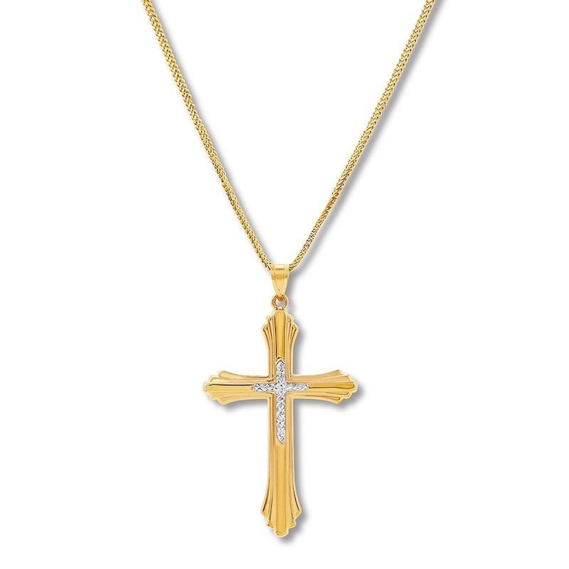 Main Image 1 of Cross Necklace 10K Yellow Gold 22"