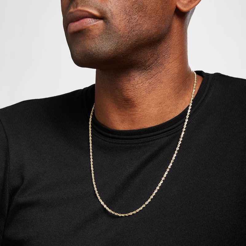 Main Image 3 of Rope Chain 2.9-3.0mm Hollow 14K Yellow Gold 24"