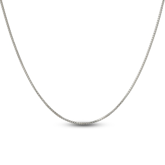 Solid Box Chain Necklace 14K White Gold 20"