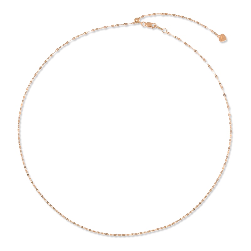 Adjustable Solid Mirror Chain Necklace 14K Rose Gold 20"