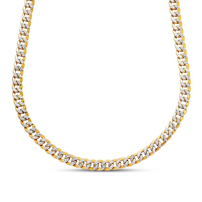 Main Image 1 of Curb Link Necklace Semi-Solid 10K Two-Tone Gold 22"