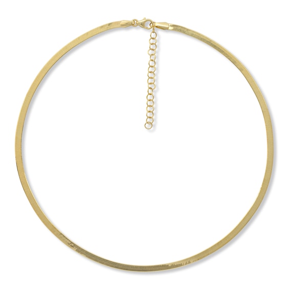 Herringbone Necklace Solid 10K Yellow Gold 20"