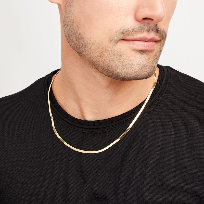 Main Image 3 of Herringbone Necklace Solid 10K Yellow Gold 20"