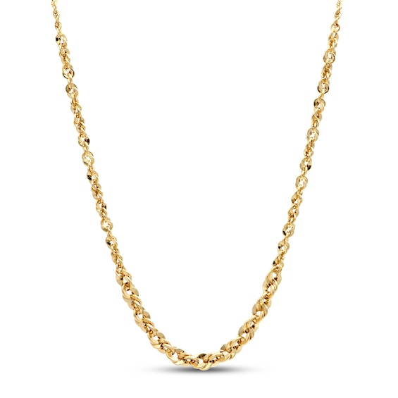 Graduated Rope Chain Necklace Hollow 10K Yellow Gold 18"