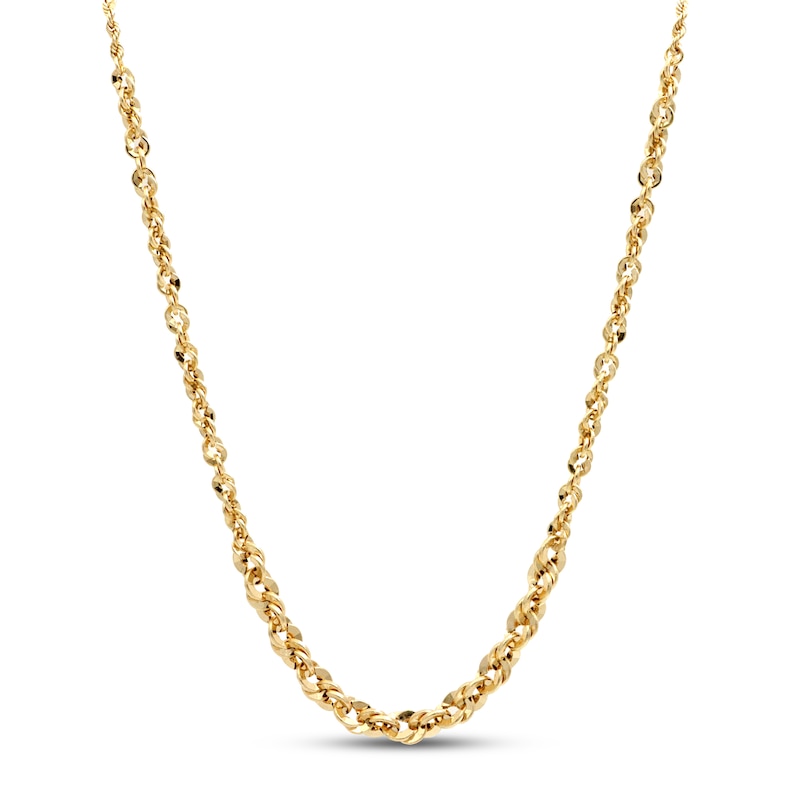 Main Image 1 of Graduated Rope Chain Necklace Hollow 10K Yellow Gold 18"