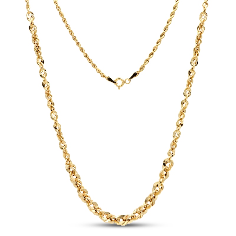Main Image 2 of Graduated Rope Chain Necklace Hollow 10K Yellow Gold 18"