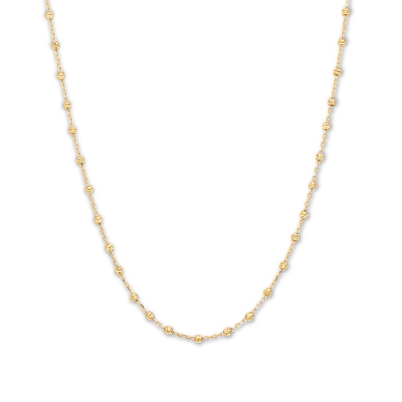 Beaded Chain Necklace 10K Yellow Gold 17"