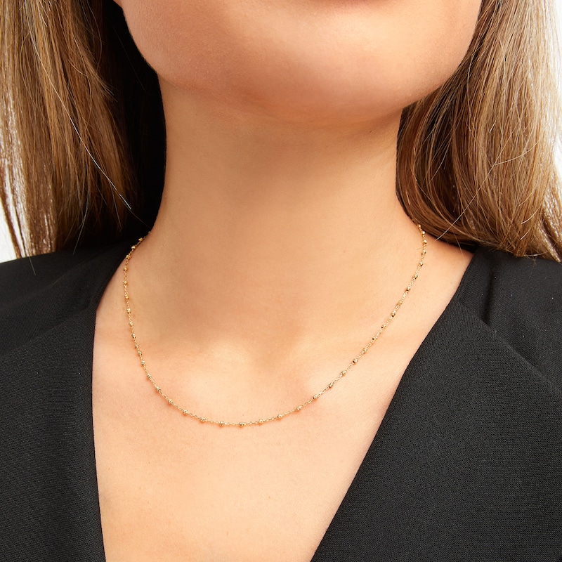 Main Image 3 of Beaded Chain Necklace 10K Yellow Gold 17"